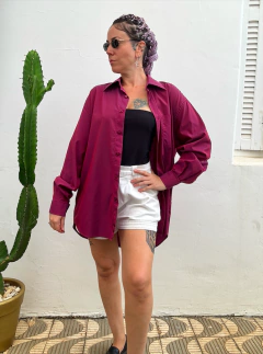 Camisa manga longa rosa roxo furta cor garimpada em Paris * G - comprar online