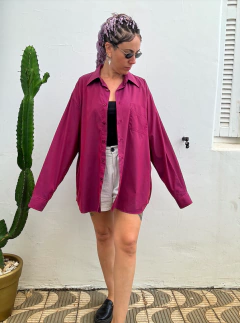 Camisa manga longa rosa roxo furta cor garimpada em Paris * G na internet