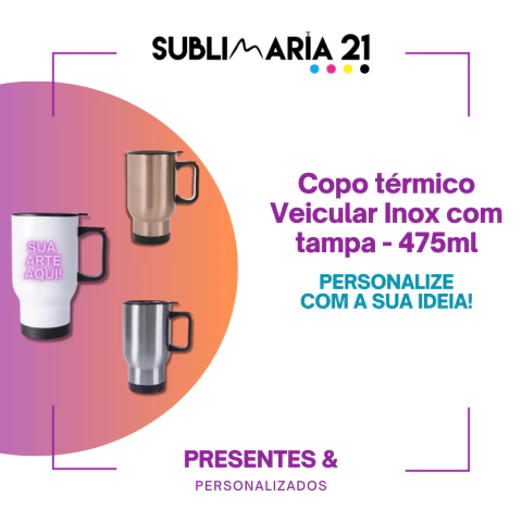 Copo Térmico Veicular 475ml Personalizado 