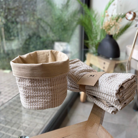 Set de individuales + panera Beige