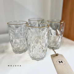 Set x 6 Vasos Diamond borde Dorado en internet