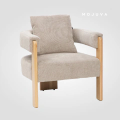 Sillón Brera Taupe madera natural