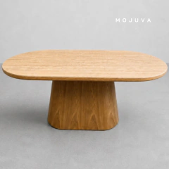 Mesa Vera Ovalada Roble tapa porcelanato de 2Mts - MOJUVA