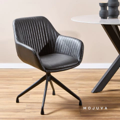 Silloncito Giratorio Berlin Ecocuero Negro - MOJUVA