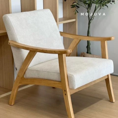 Sillón Japandi Beige madera natural - comprar online