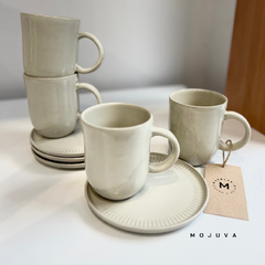 Set x 4 Taza y Plato te/cafe Linhas Crudo 330ml en internet