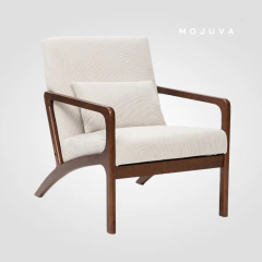 Sillón Senka Beige madera oscura