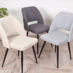 Silla Malibú Lino Gris oscuro base negra - MOJUVA