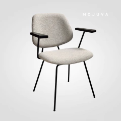 Silla Lena Chenille Beige con apoyabrazos - comprar online