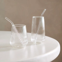 Vaso Bombé Bajo rayado 420ML - MOJUVA