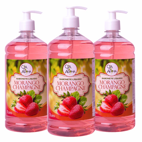 SABONETE MORANGO CHAMPAGNE 1L - HIGIENIC - CIA DO AROMA
