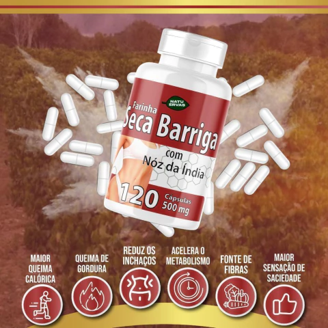ENCAPSULADO - SECA BARRIGA COM NOZES DA INDIA - C120 - NATU ERVAS