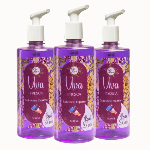 SABONETE UVA FRESCA 500ML - ESPUMA - CIA DO AROMA