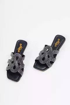 Imagem do Rasteira Bico Quadrado Strass Mary's