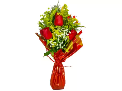 Poli com 3 rosas vermelhas