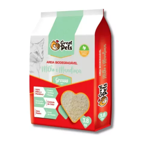 Areia Higiênica Biodegradável Great Pets Grossa 3,8kg