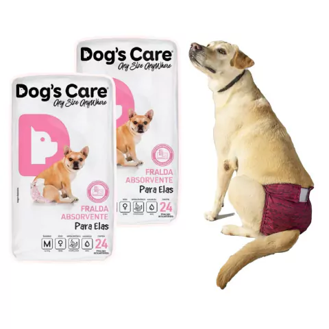 Kit 48 Fraldas P/ Pet Fêmea Tam M + Calcinha Protetora Tam 3
