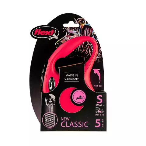 Guia Retrátil Cães Flexi New Classic Vermelha Fita P - 5m