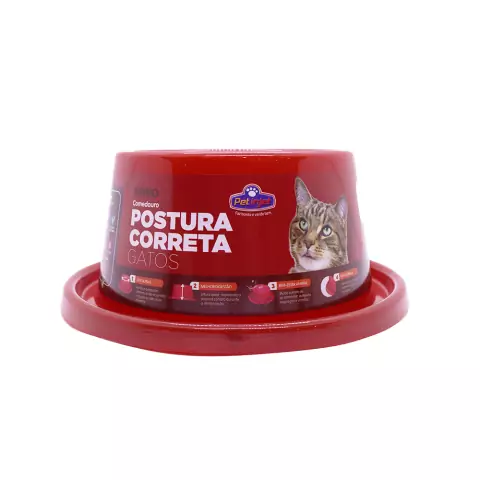 Comedouro de Postura Correta para Gatos Vermelho