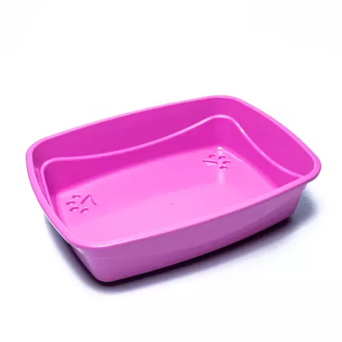 Caixa de Areia Alta para Gatos - Bandeja Sanitária Rosa