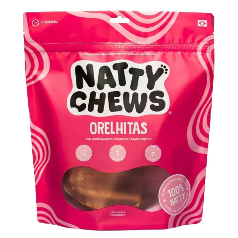 Mordedor Natural Orelhitas Natty Chews - Orelha Suína 3 Uni