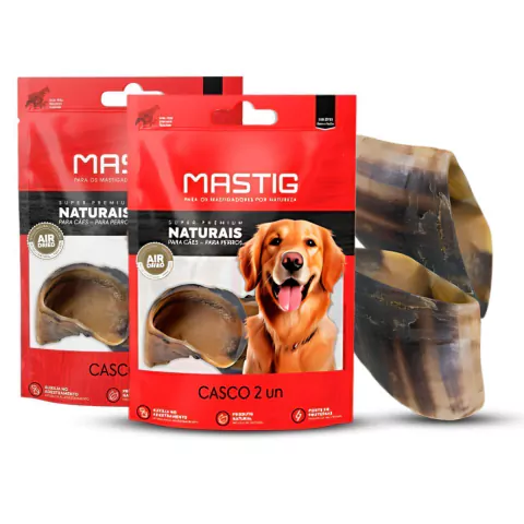 Kit Mordedor p/ Cães MASTIG - Casco Bovino – 2 Pacotes 4Uni