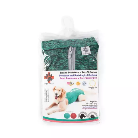 Roupa Pós Cirugirca para Cães Pet Med Regular - Duo Dry - Verde - Tamanho 0
