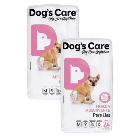 Kit Fralda Higiênica Pet p/ Cães Fêmea Dogs Care Tam M 48 Un