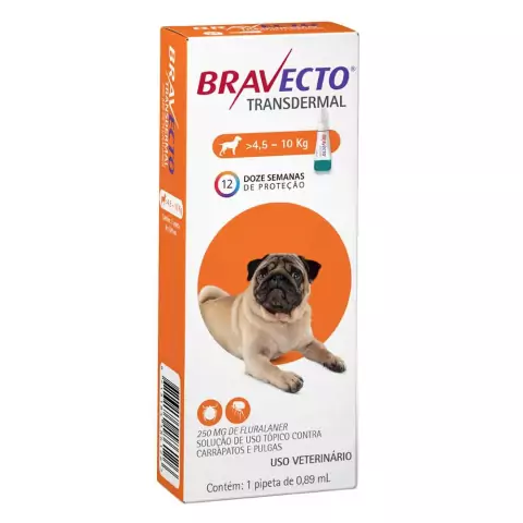 Bravecto Antipulgas Transdermal 250 mg - Cães de 4,5 a 10 kg
