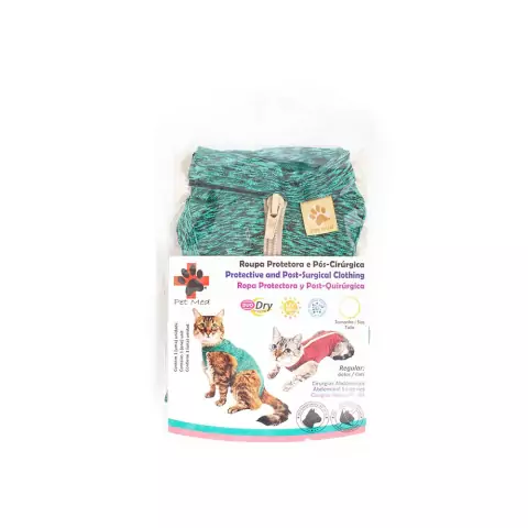 Roupa Pós Cirugirca para Gatos Pet Med Duo Dry - Verde - Tamanho 1