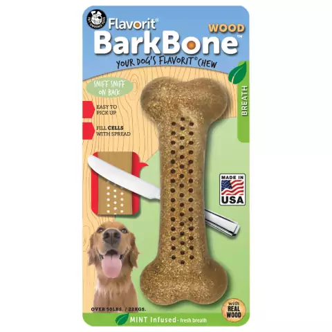 Brinquedo Mordedor Cães Pet Qwerks Bark Bone Madeira Menta G
