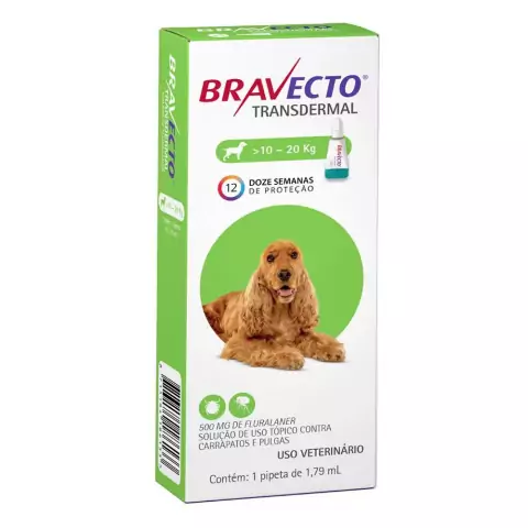 Bravecto Antipulgas Transdermal 500 mg - Cães de 10 a 20 kg