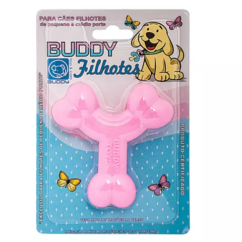 Mordedor Ossinho Filhotes Buddy Toys Rosa