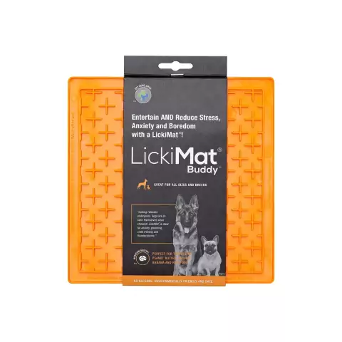 Tapete de Lamber p/ Cachorro LickiMat Buddy Laranja Classico
