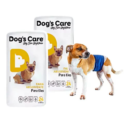 Kit 48 Fraldas p/ Pet Macho Tam G + Protetor de Fralda Tam 5