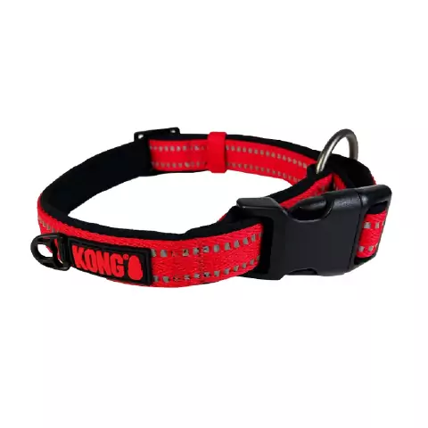 Coleira p/ Cachorro Kong Nylon Collar Vermelha G - 45 a 66cm