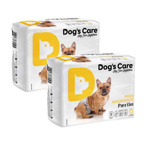 Kit Fralda Higiênica Pet p/ Cães Macho Dogs Care Tam P 24 Un