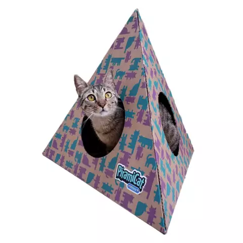 Toca Interativa p/ Gatos Pet Games Piramicat Lilás e Verde