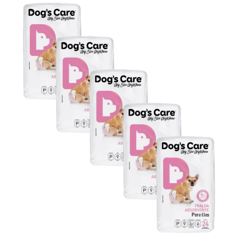 Kit Fralda Higiênica Pet Cães Fêmea Dogs Care Tam P 120 Un