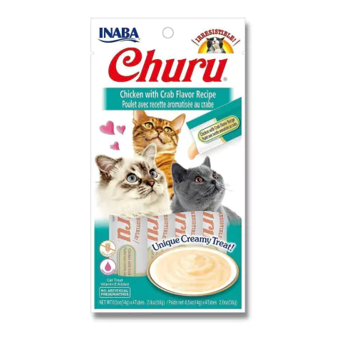 Petisco para Gatos Churu de Frango com Aroma de Caranguejo - 4 Tubos