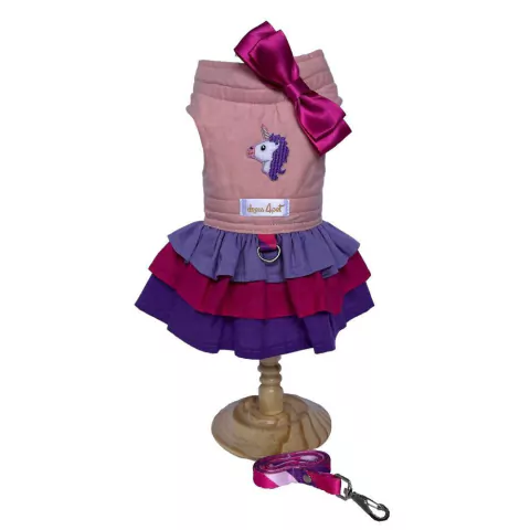 Vestido com Coleira para Cães - Dress4Pet - Unicórnio - Tamanho P