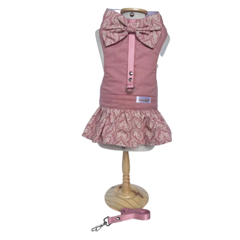 Vestido com Coleira para Cães - Dress4Pet - Rosa Antigo - Tamanho PP