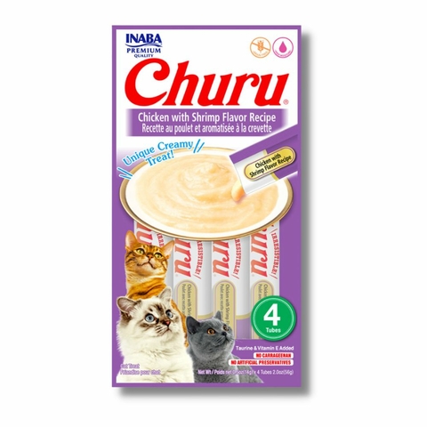 Petisco para Gatos Churu de Frango com Aroma de Camarão - 4 Tubos