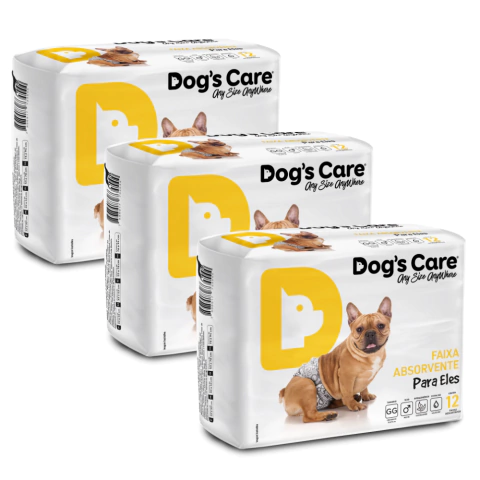 Kit Fralda Higiênica Pet Cães Macho Dogs Care Tam GG 36 Un