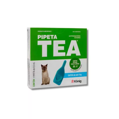 Pipeta Tea 0,5 ml Antipulgas p/ Gatos de até 4 Kg- König