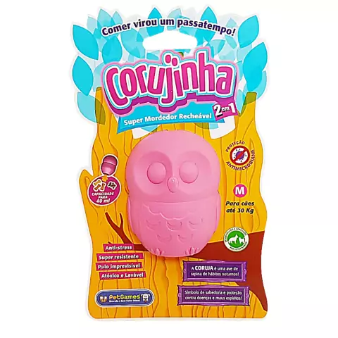 Brinquedo Recheável Pet Games Corujinha Rosa M