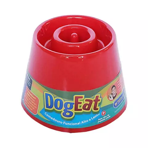 Comedouro Lento Elevado Pet Games Dog Eat Vermelho