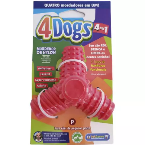 Mordedor Pet Games 4 Dogs Nylon Vermelho P