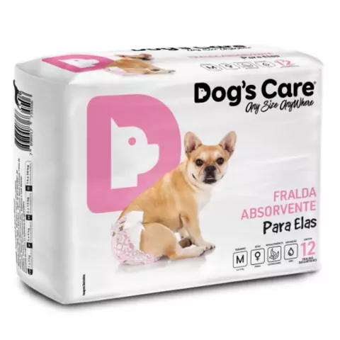 Fralda Descartável Higiênica para Cães Fêmea Dogs Care M 12 un