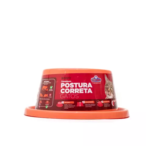 Comedouro de Postura Correta para Gatos Coral